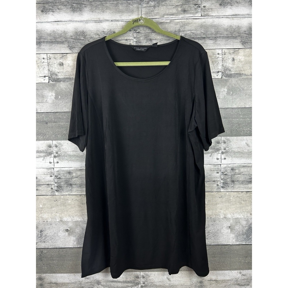 Susan Graver Weekend XLP Black Short Sleeve Blouse